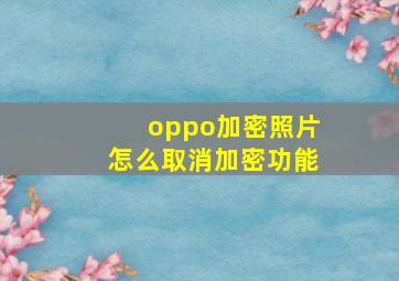 oppo加密照片怎么取消加密功能