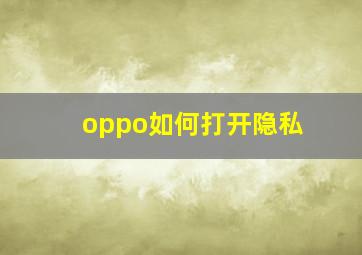 oppo如何打开隐私