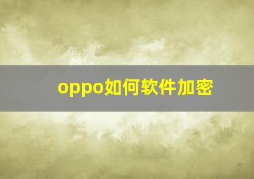 oppo如何软件加密