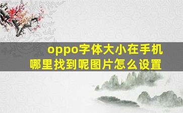 oppo字体大小在手机哪里找到呢图片怎么设置