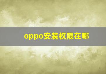 oppo安装权限在哪