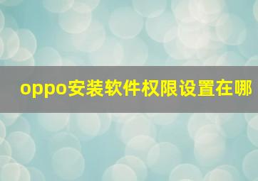 oppo安装软件权限设置在哪