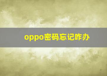 oppo密码忘记咋办