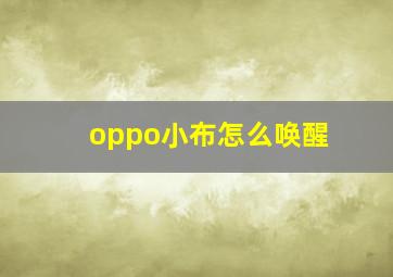 oppo小布怎么唤醒