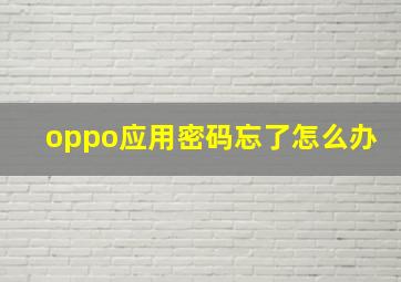 oppo应用密码忘了怎么办