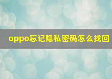 oppo忘记隐私密码怎么找回