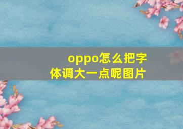 oppo怎么把字体调大一点呢图片