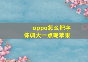 oppo怎么把字体调大一点呢苹果