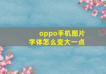 oppo手机图片字体怎么变大一点