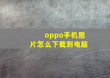 oppo手机图片怎么下载到电脑