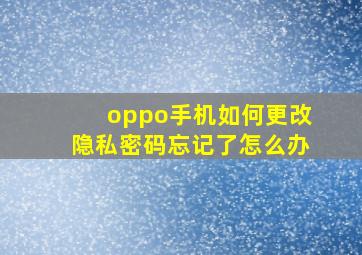 oppo手机如何更改隐私密码忘记了怎么办