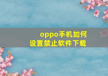 oppo手机如何设置禁止软件下载