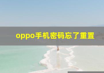 oppo手机密码忘了重置