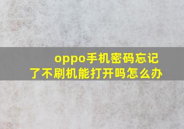 oppo手机密码忘记了不刷机能打开吗怎么办