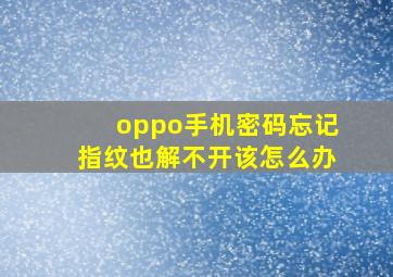 oppo手机密码忘记指纹也解不开该怎么办