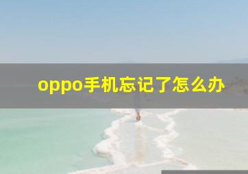 oppo手机忘记了怎么办