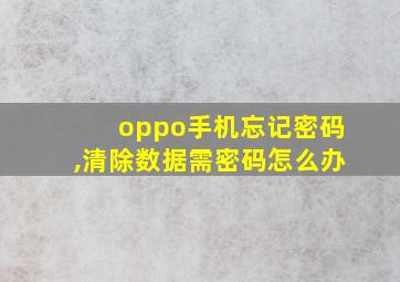 oppo手机忘记密码,清除数据需密码怎么办