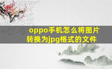 oppo手机怎么将图片转换为jpg格式的文件