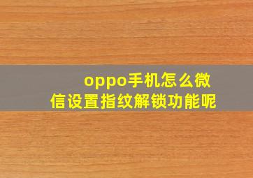 oppo手机怎么微信设置指纹解锁功能呢