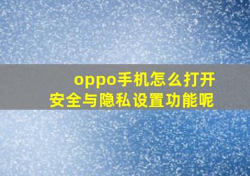 oppo手机怎么打开安全与隐私设置功能呢