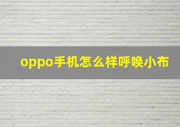 oppo手机怎么样呼唤小布