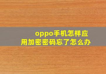 oppo手机怎样应用加密密码忘了怎么办