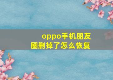 oppo手机朋友圈删掉了怎么恢复