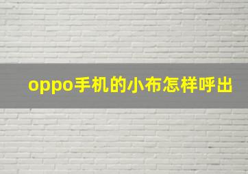 oppo手机的小布怎样呼出