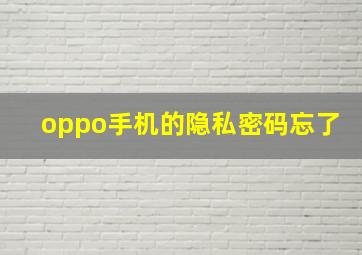 oppo手机的隐私密码忘了