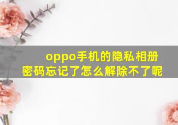 oppo手机的隐私相册密码忘记了怎么解除不了呢