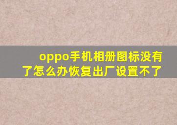 oppo手机相册图标没有了怎么办恢复出厂设置不了