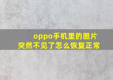 oppo手机里的图片突然不见了怎么恢复正常