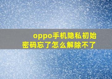 oppo手机隐私初始密码忘了怎么解除不了