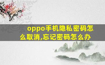 oppo手机隐私密码怎么取消,忘记密码怎么办