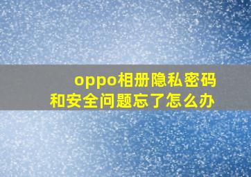 oppo相册隐私密码和安全问题忘了怎么办