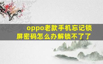 oppo老款手机忘记锁屏密码怎么办解锁不了了