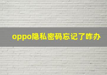 oppo隐私密码忘记了咋办