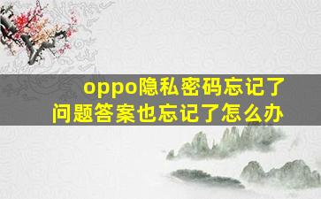 oppo隐私密码忘记了问题答案也忘记了怎么办