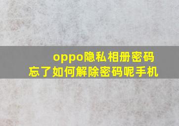 oppo隐私相册密码忘了如何解除密码呢手机