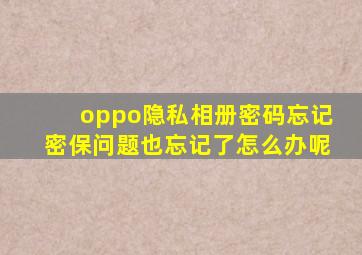 oppo隐私相册密码忘记密保问题也忘记了怎么办呢