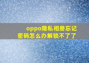 oppo隐私相册忘记密码怎么办解锁不了了