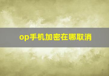 op手机加密在哪取消