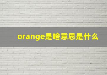 orange是啥意思是什么