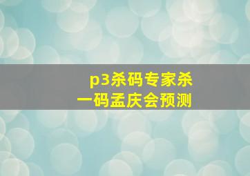 p3杀码专家杀一码孟庆会预测