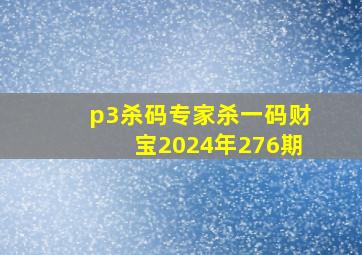 p3杀码专家杀一码财宝2024年276期