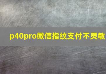 p40pro微信指纹支付不灵敏