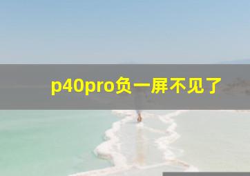 p40pro负一屏不见了