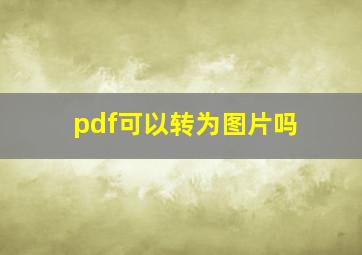 pdf可以转为图片吗