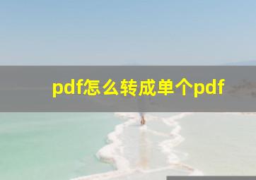 pdf怎么转成单个pdf