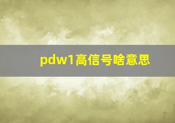 pdw1高信号啥意思